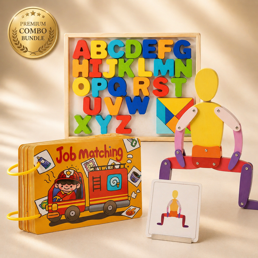 3-in-1 Wooden Learning Skills Toy Combo Bundle