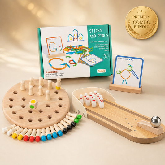 3-in-1 Wooden Learning Toy Combo Bundle for Kids