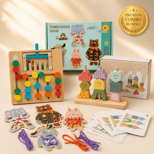 3-in-1 Wooden Skill Building Toy Combo Bundle