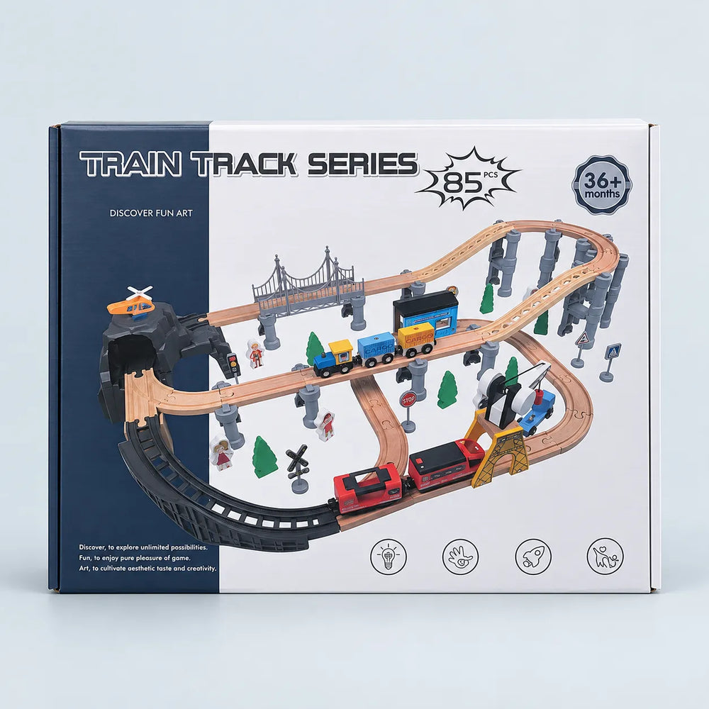 Motorized Wooden Train Track Set