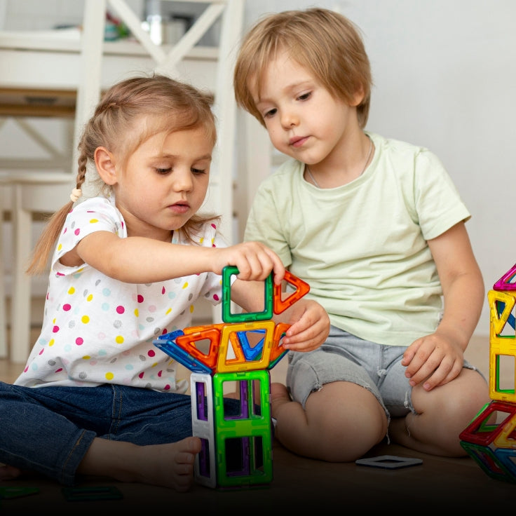 Children playing with Montessori educational toys