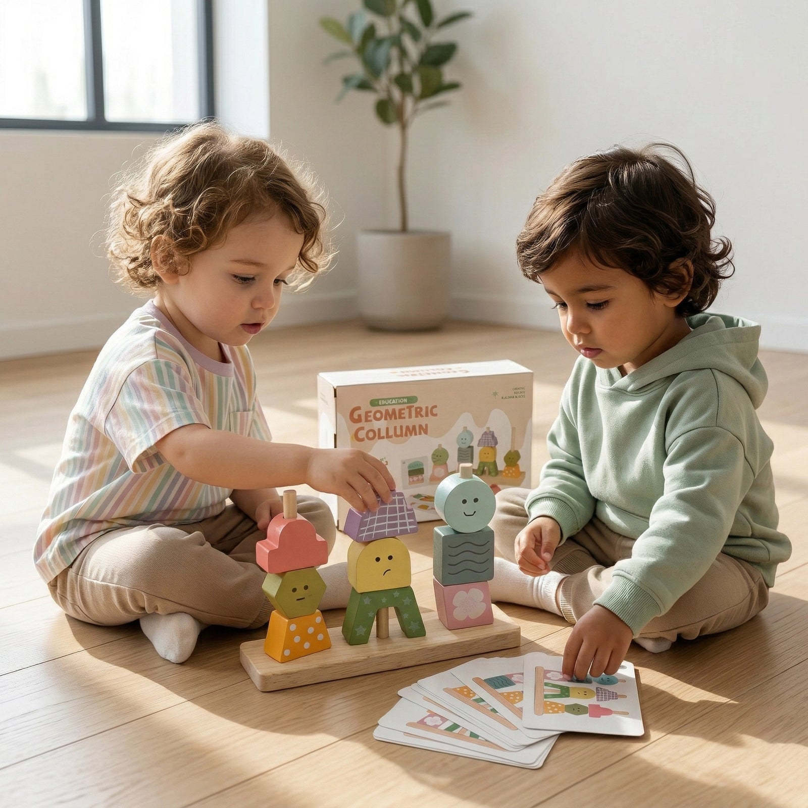 Montessori Wooden Geometric Stacking Toy